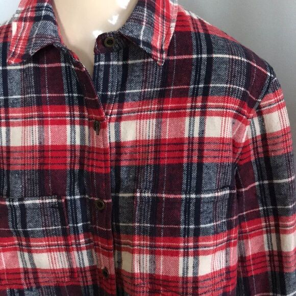 Chloe K red/navy/white flannel shirt, small - Picture 2 of 4